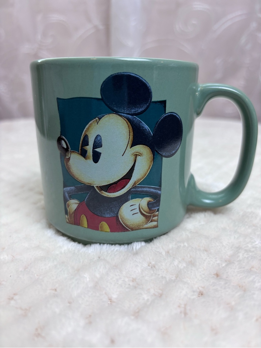 Disney Mickey Mouse Green Ceramic Mug Retired